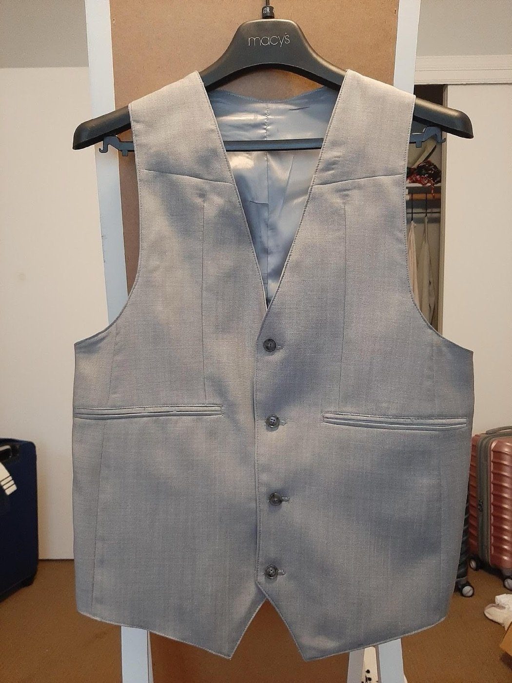 A tailored grey waistcoat
